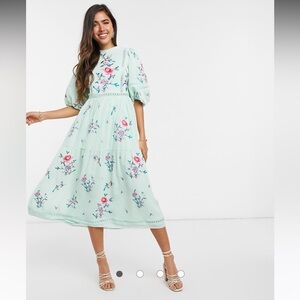 ASOS Mint Floral Embroidered Dress